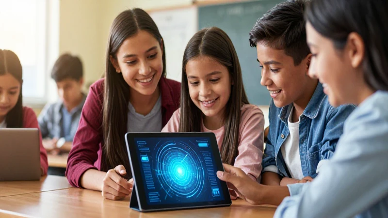 Niño mexicano sonríe con tablet académica moderna