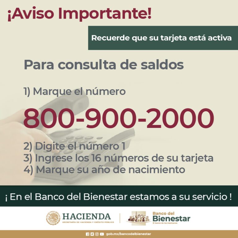 Consulta de saldo en Banco del Bienestar: Teléfono de contacto