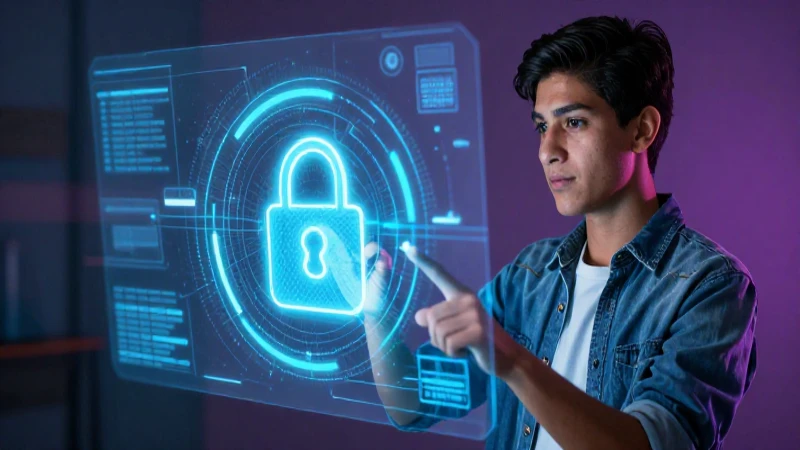 Estudiante mexicano con interfaz financiera digital vibrante