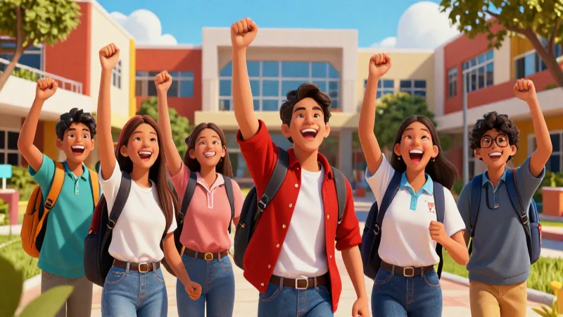 Estudiantes mexicanos celebran éxito en campus vibrante