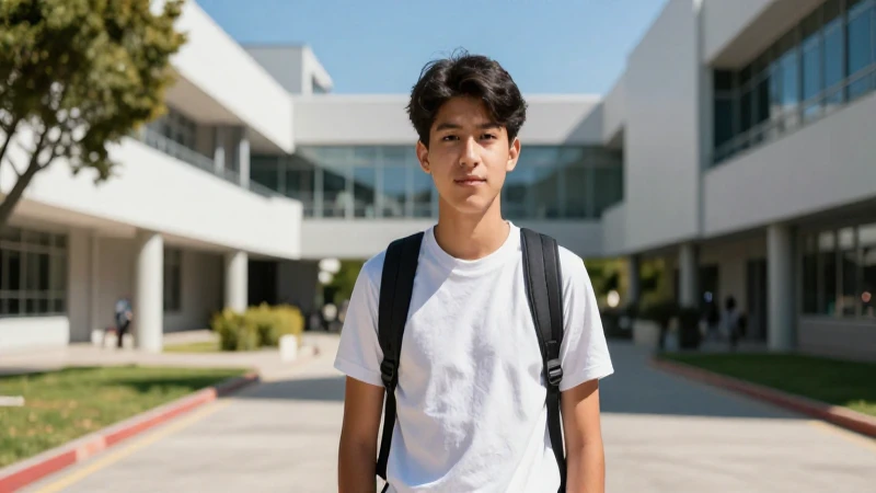 Estudiante mexicano moderno en campus universitario