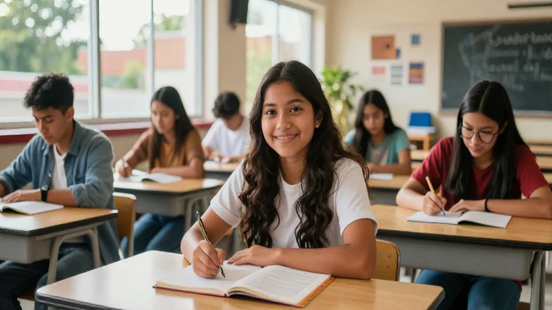 Joven mexicano estudia en un ambiente académico luminoso