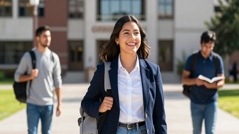 Estudiante mexicano alegre en campus vibrante