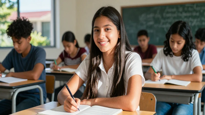 Joven estudiante mexicana exitosa y brillante