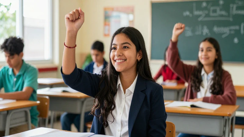 Estudiante mexicano celebra éxito académico en aula
