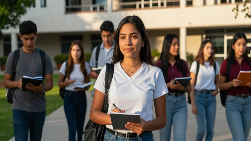 Estudiantes mexicanos con éxito universitario vibrante