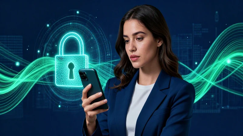 Mujer mexicana moderna con brillo de seguridad digital