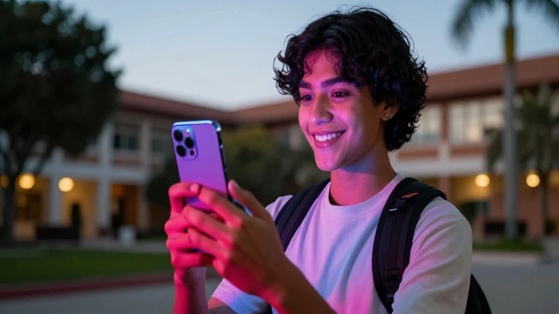 Estudiante mexicano con smartphone en campus