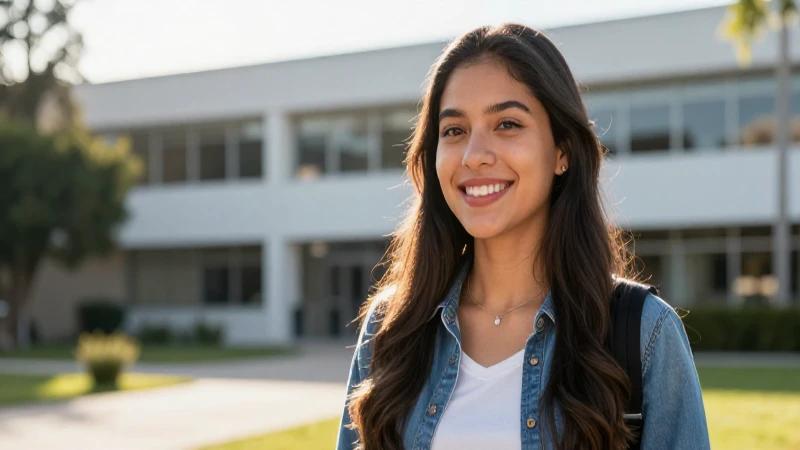 Estudiante mexicano exitoso en campus universitario