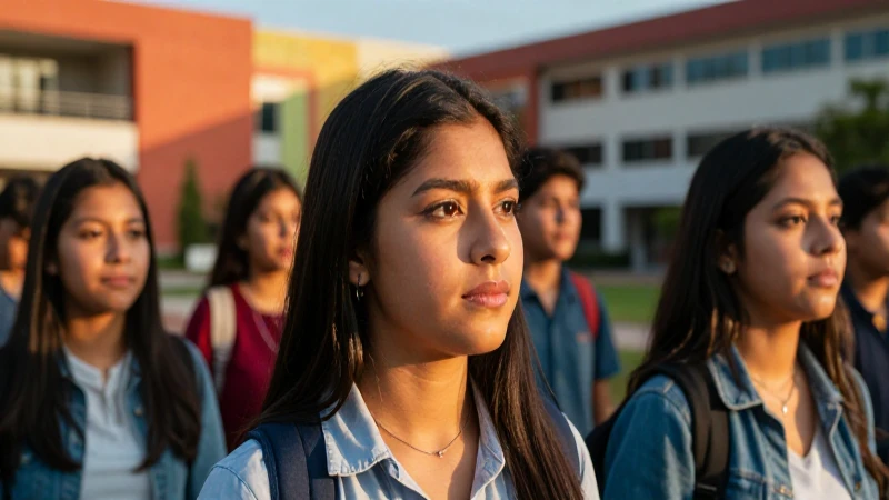 Estudiantes mexicanos enfocados en campus vibrante