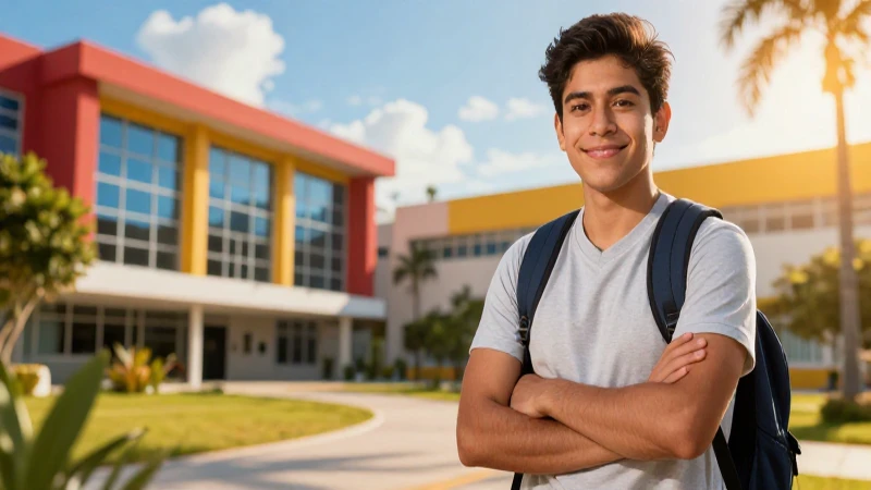 Dónde puedo consultar la lista de entrega de tarjetas bienestar 64 Estudiante mexicano vibrante en campus moderno al atardecer