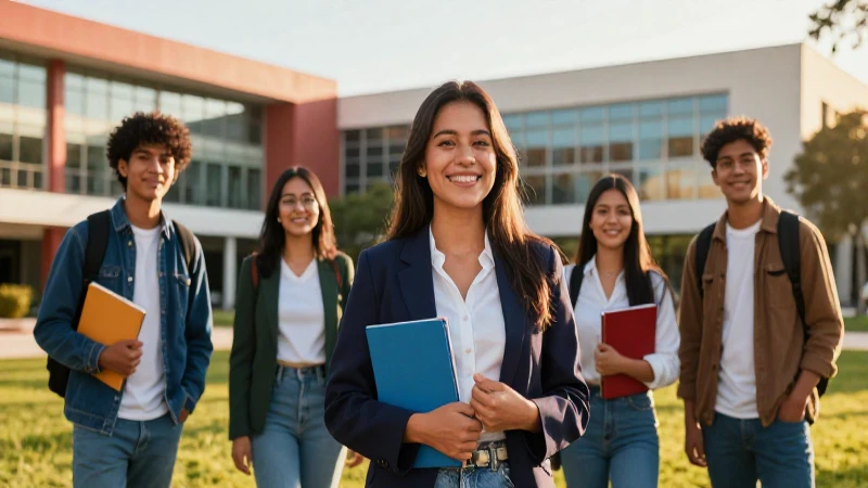 Estudiante mexicano sonriente en campus universitario