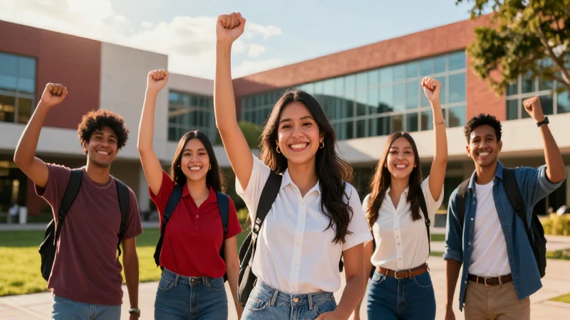 Estudiante mexicano exitoso en un campus moderno y vibrante