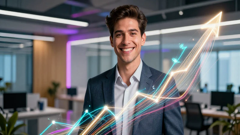 Joven profesional mexicano con éxito en oficina