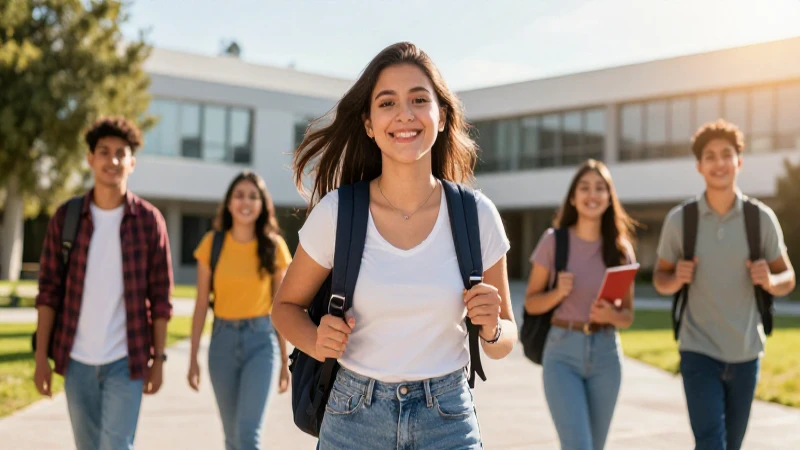 Estudiante sonriente representa el éxito académico