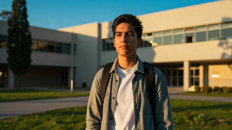 Estudiante mexicano exitoso bajo luz dorada