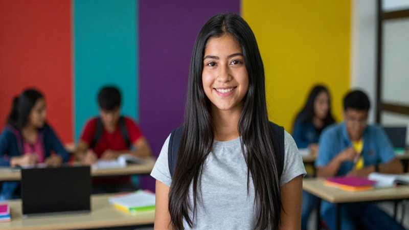 Retrato vibrante de estudiante mexicano en campus