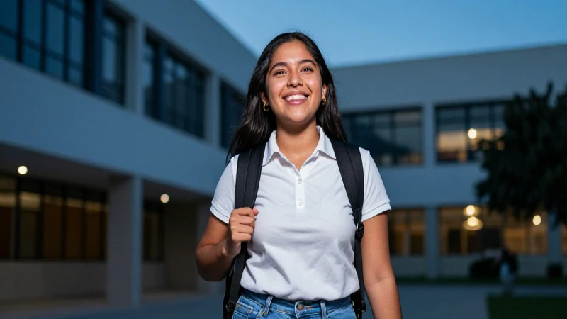 Retrato vibrante de estudiante mexicano sonriente