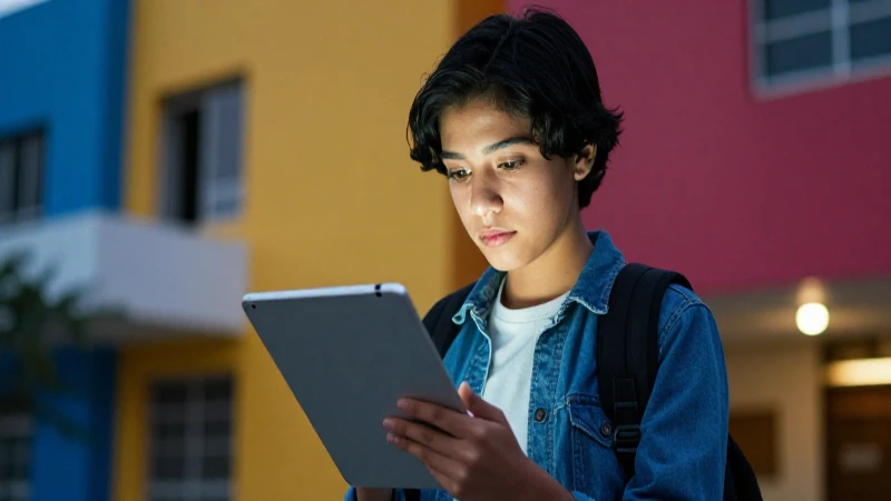 Estudiante mexicano, universidad moderna, tablet brillante