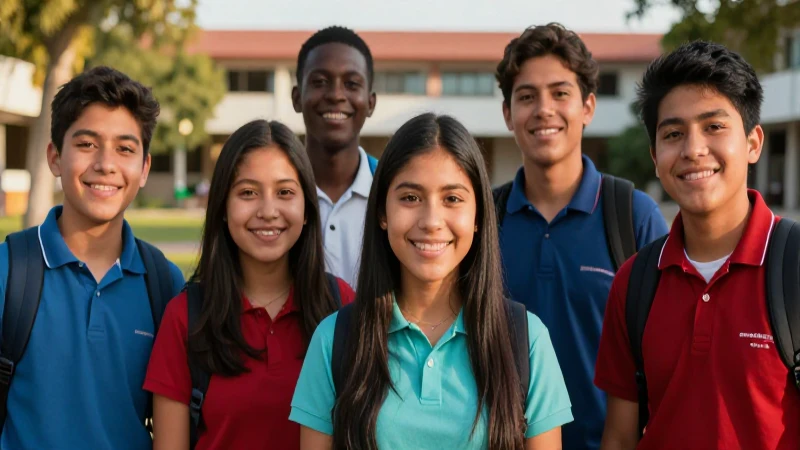 Estudiantes mexicanos sonriendo en la escuela