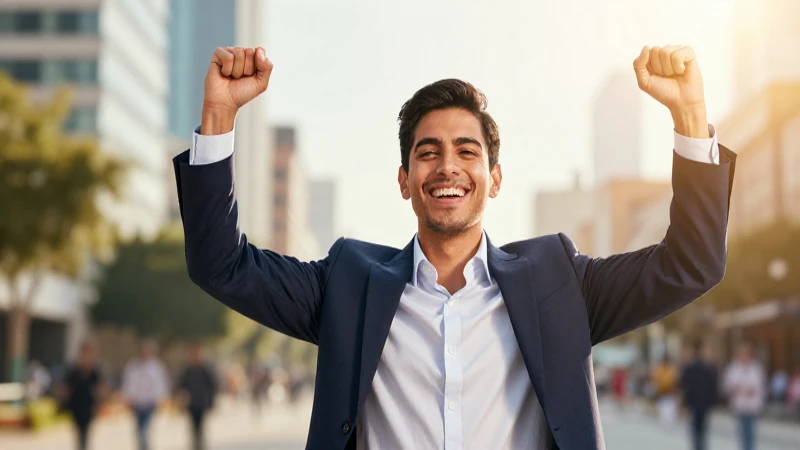Joven profesional mexicano celebra su éxito