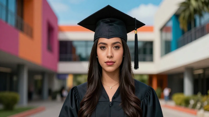 Retrato inspirador de estudiante mexicana graduada
