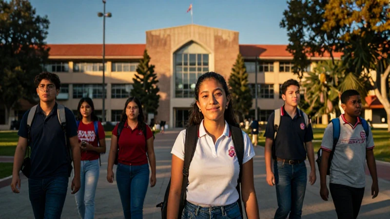 Estudiantes mexicanos bajo luz dorada
