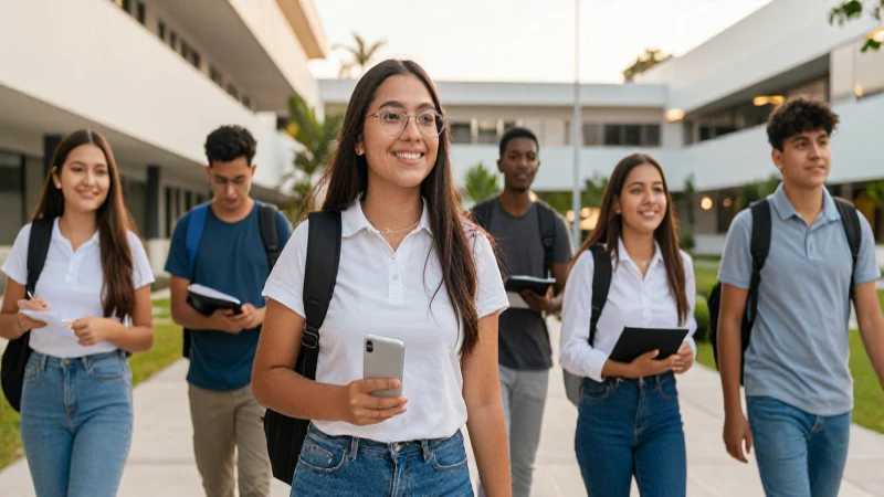 Imagen de estudiantes y datos de contacto