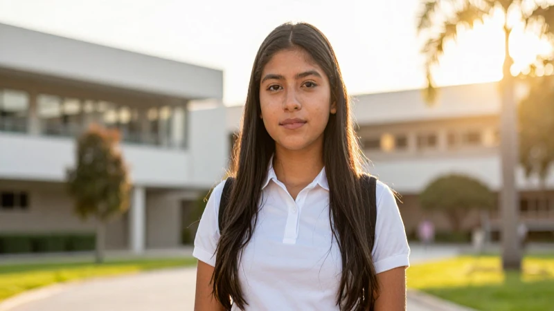 Joven mexicano decidido en campus moderno