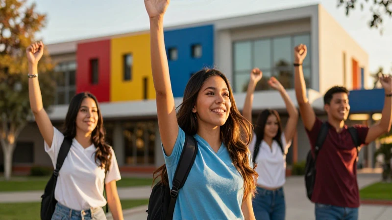 Estudiante mexicano exitoso en campus vibrante