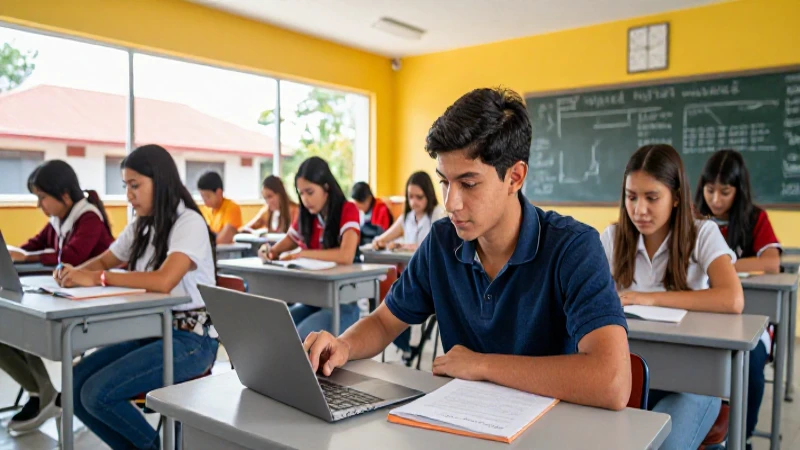 Escuela moderna mexicana con estética cinematográfica