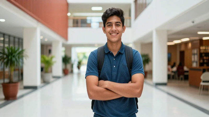 Estudiante mexicano en moderno y vibrante campus