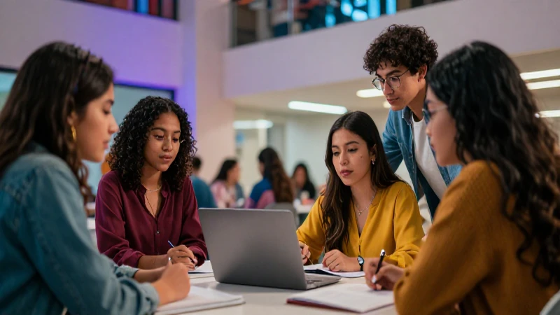 Estudiantes mexicanos exitosos en un campus moderno