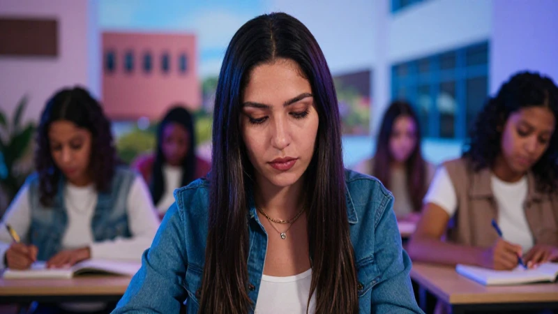 Mujer mexicana estudia en universidad moderna