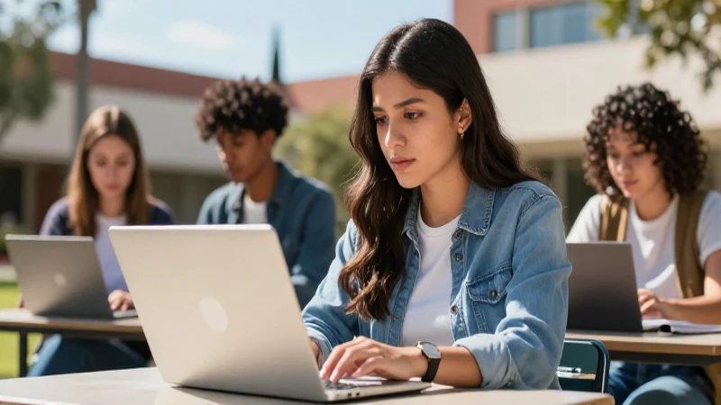 Estudiante mexicano ambicioso en campus luminoso