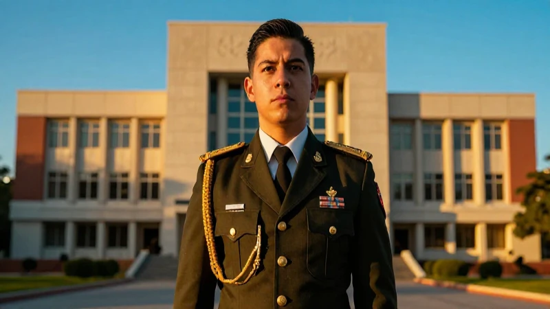 Cadete mexicano en uniforme majestuoso con luz dramática