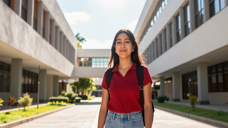 Estudiante mexicano, campus moderno, luz cinemática