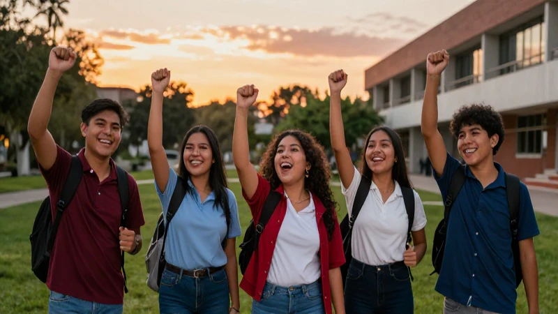 Éxito mexicano: universidad vibrante al atardecer