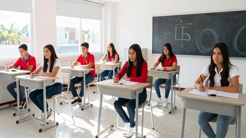 Estudiantes mexicanos en aula luminosa y vibrante