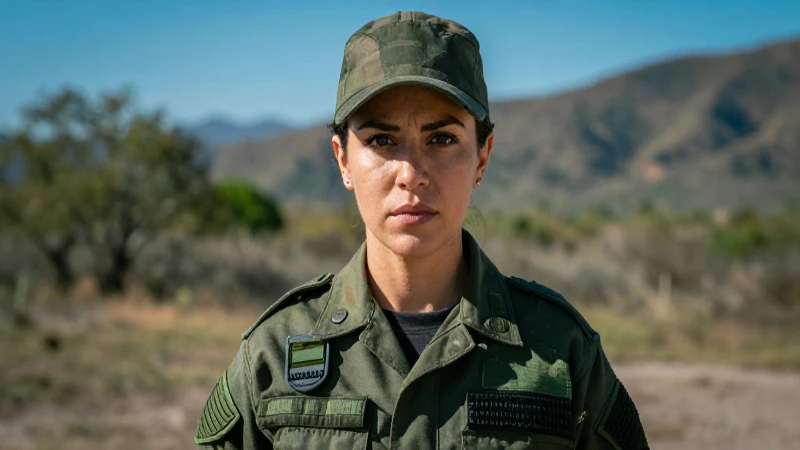 Mujer mexicana enfocada en entrenamiento militar al aire libre