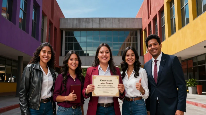 Estudiantes mexicanos celebrando el éxito universitario