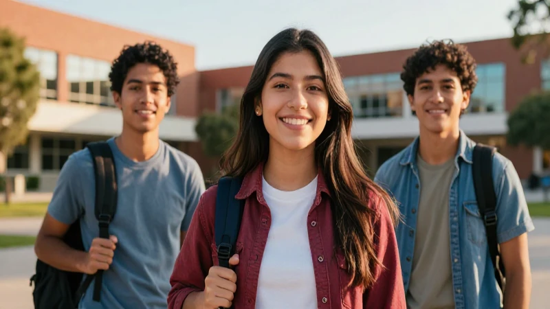 Estudiante mexicano sonriendo en campus universitario