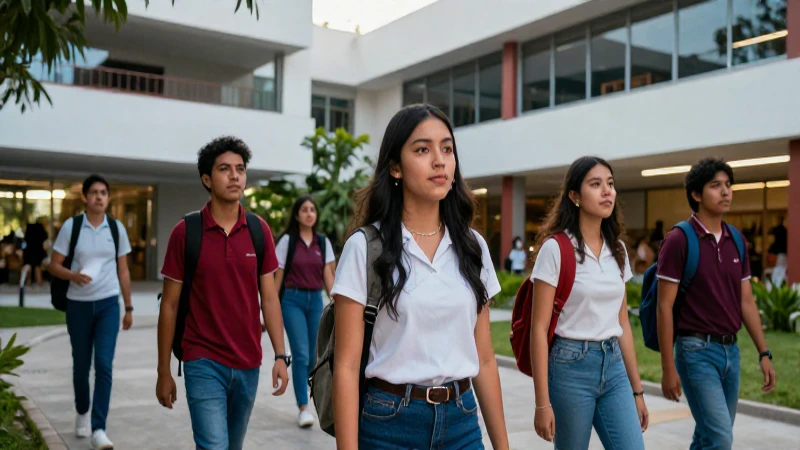 Estudiantes mexicanos exitosos en campus moderno