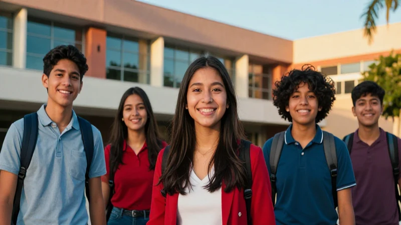 Estudiantes mexicanos en campus universitario vibrante y moderno