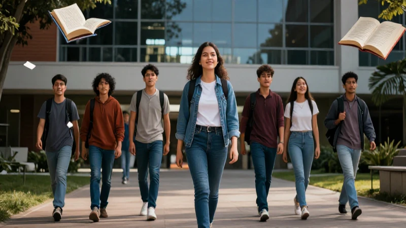 Joven mexicano en campus universitario vibrante