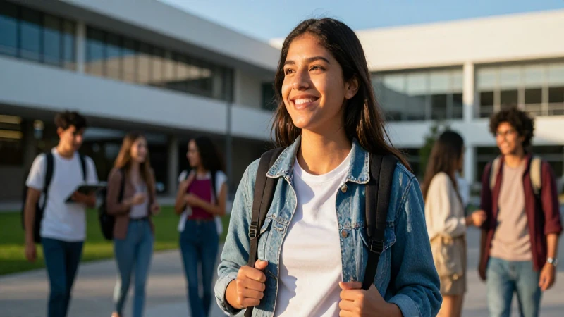 Joven feliz en campus universitario, foto profesional
