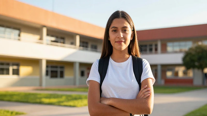 Joven mexicano confiado en campus moderno