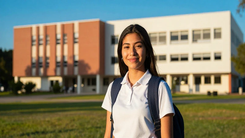Joven estudiante en campus universitario al atardecer