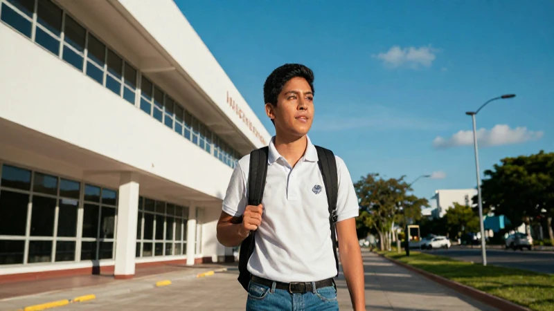 Estudiante mexicano moderno en campus universitario