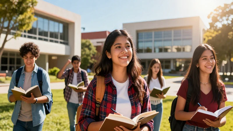 Estudiantes mexicanos alegres estudian en un moderno campus